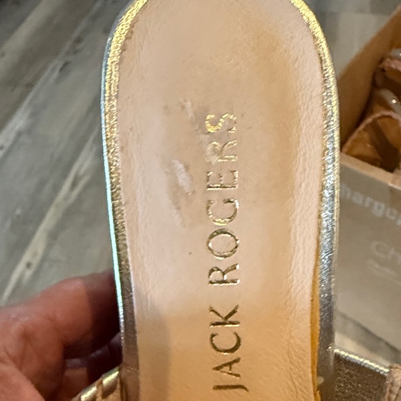 Jack Rogers Jacks Silver Metallic Comfy Mid Wedge Thong Platform Sandals Size 9M - Picture 14 of 14